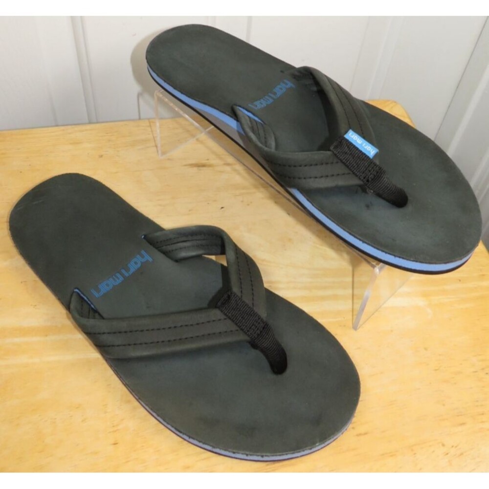 Hari Mari Fields Men’s Flip Flop Sandals Black/Gray/Blue Size 9